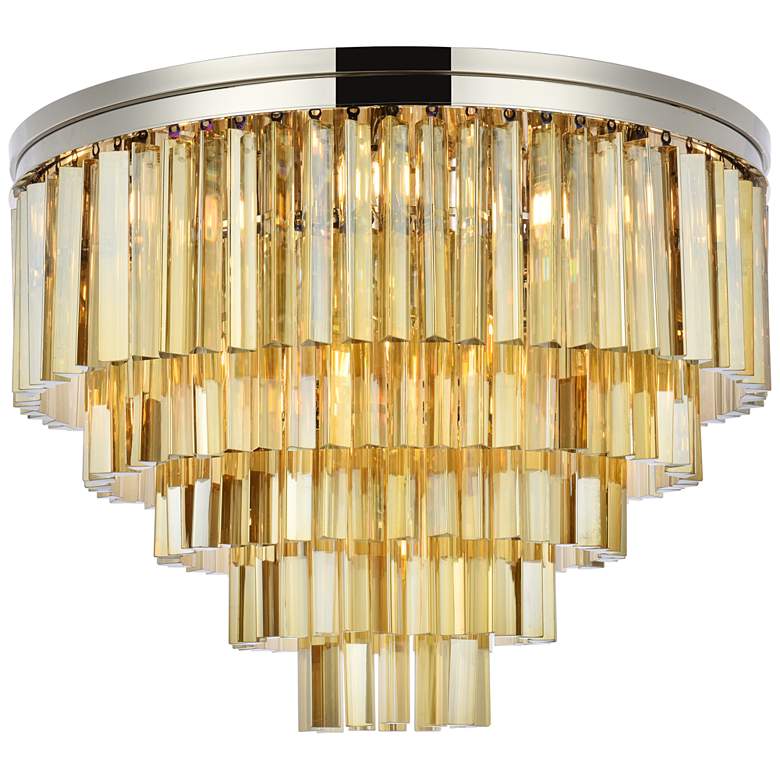 Image 2 Sydney 17 Lt Polished Nickel Flush Mount Golden Teak