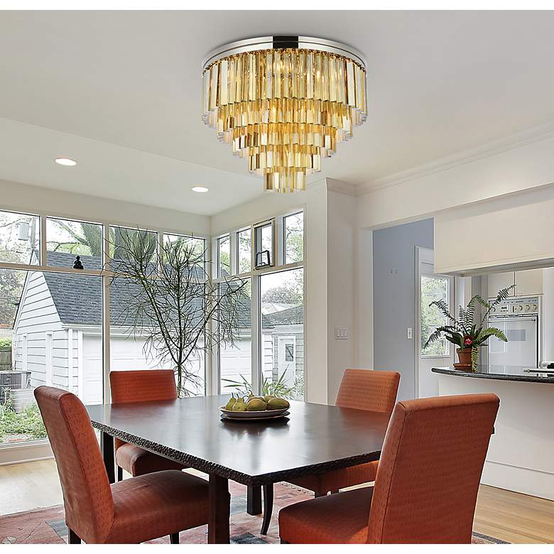 Image 3 Sydney 17 Lt Polished Nickel Flush Mount Golden Teak more views