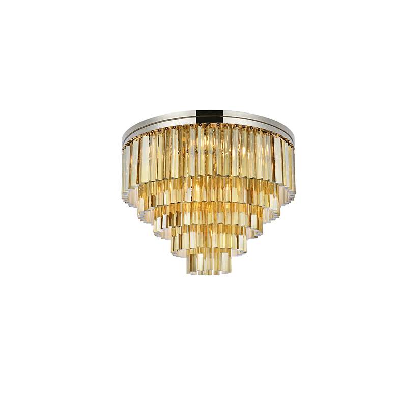 Image 4 Sydney 17 Lt Polished Nickel Flush Mount Golden Teak more views