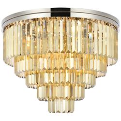 Sydney 17 Lt Polished Nickel Flush Mount Golden Teak................