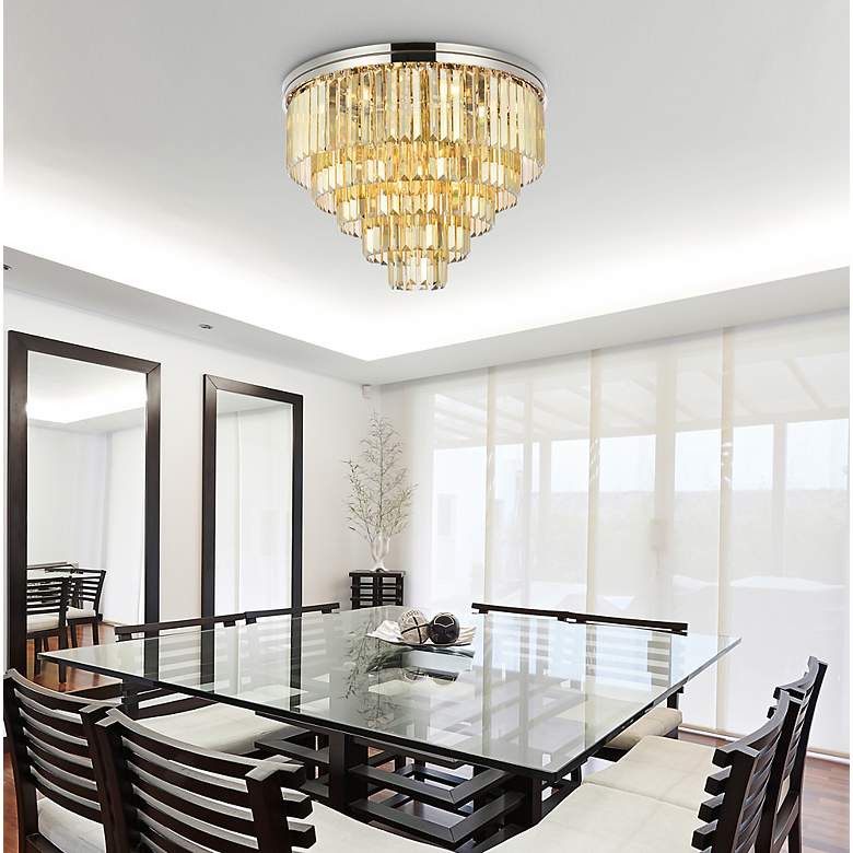 Image 3 Sydney 17 Lt Polished Nickel Flush Mount Golden Teak................ more views