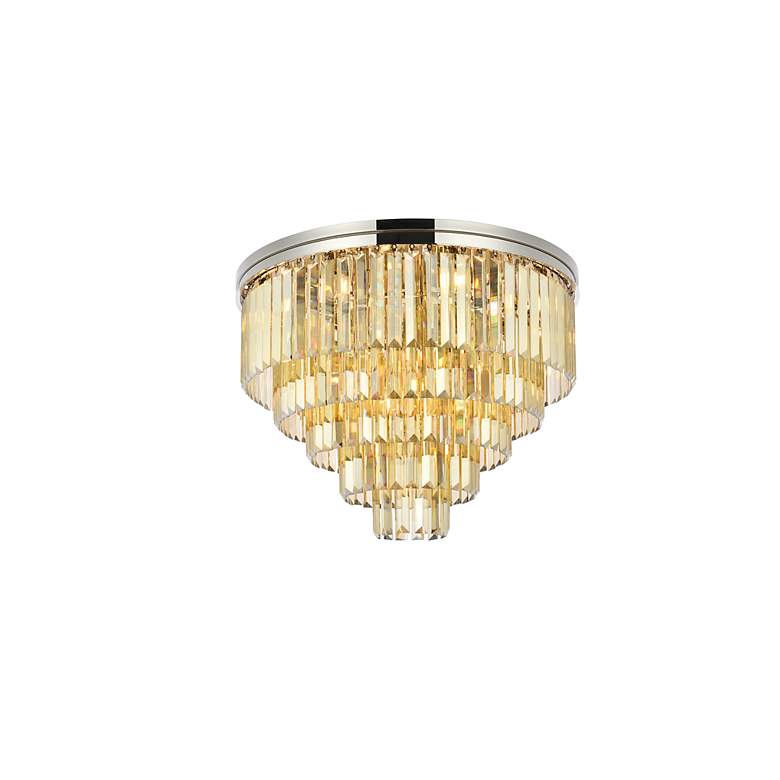 Image 4 Sydney 17 Lt Polished Nickel Flush Mount Golden Teak................ more views