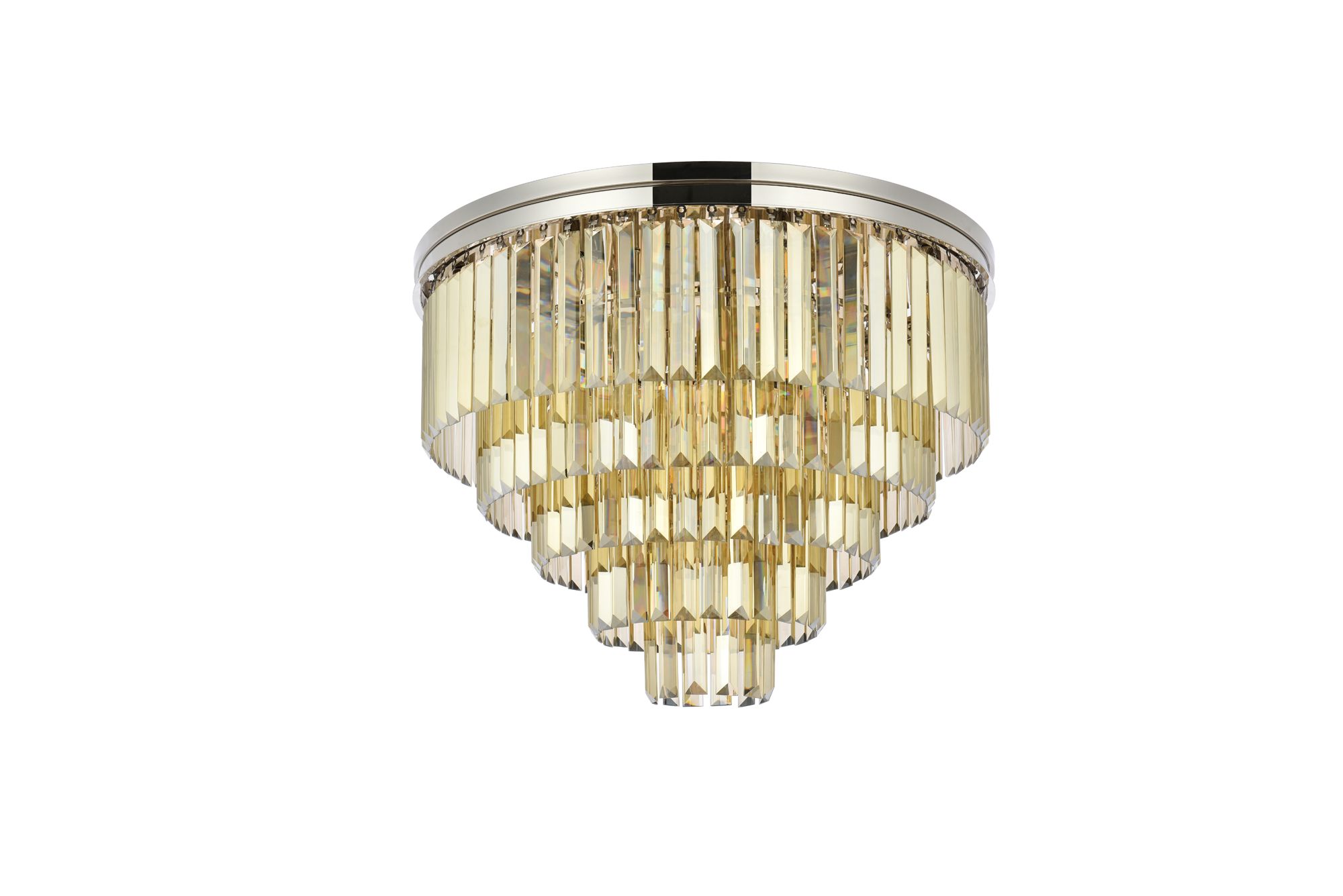 Sydney 17 Lt Polished Nickel Flush Mount Golden Teak................