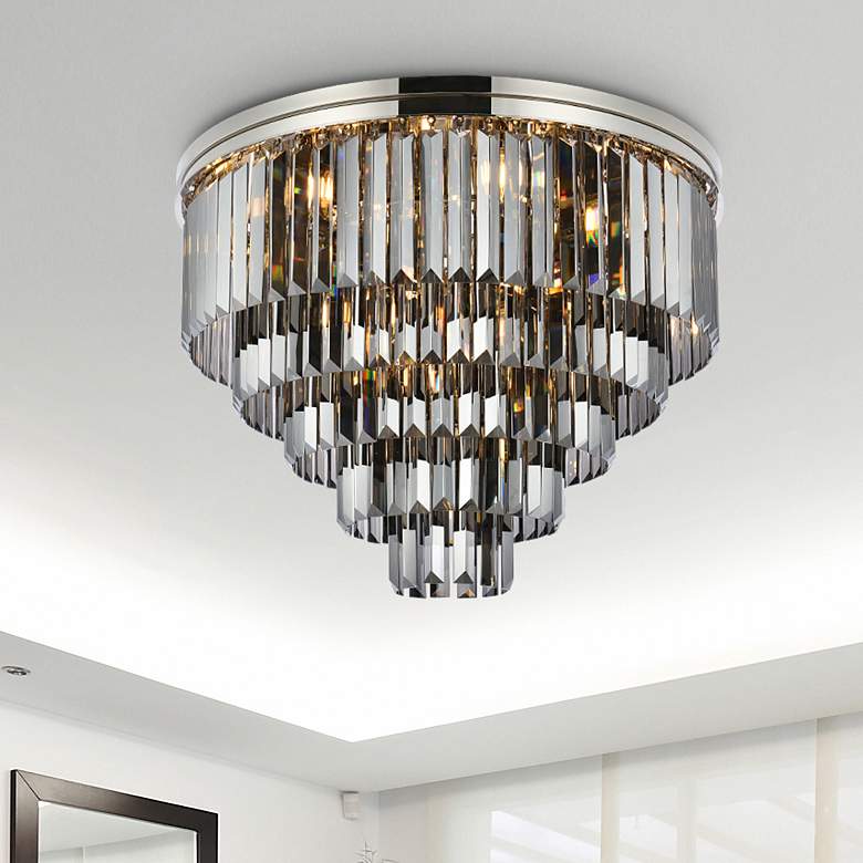 Image 1 Sydney 17 Lt Polished Nickel Flush Mount Silver Shade (Grey)