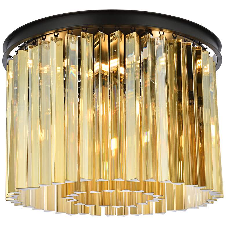 Image 2 Sydney 20" Wide Matte Black and Gold Teak Ceiling Light