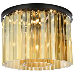 Sydney 20" Wide Matte Black and Gold Teak Ceiling Light
