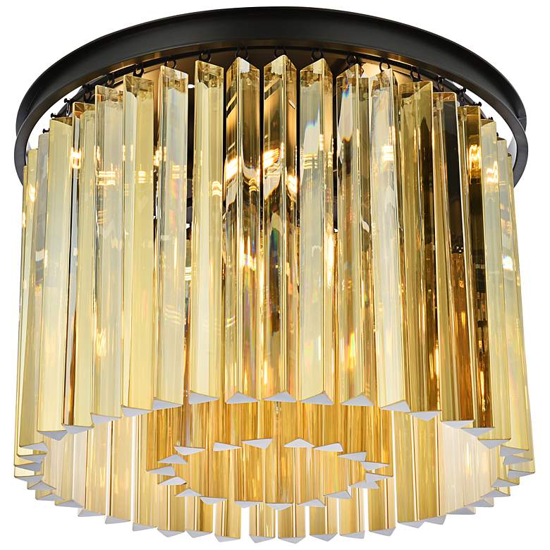 Image 4 Sydney 20" Wide Matte Black and Gold Teak Ceiling Light more views