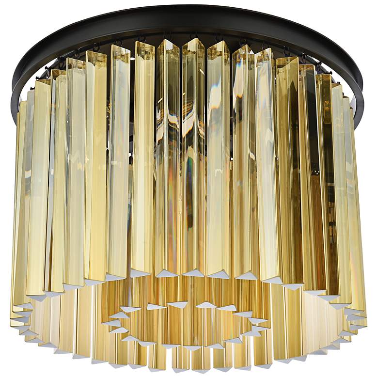 Image 5 Sydney 20" Wide Matte Black and Gold Teak Ceiling Light more views