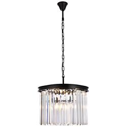 Sydney 20" Wide Matte Black Clear Crystal 3-Light Pendant