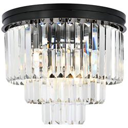 Sydney 20" Wide Matte Black Crystal 9-Light Ceiling Light
