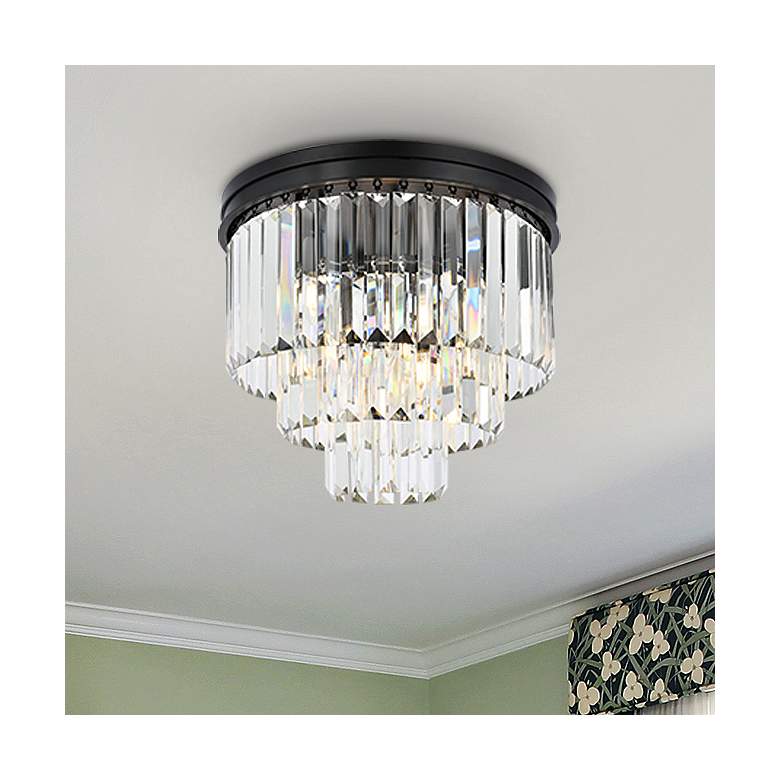 Image 1 Sydney 20" Wide Matte Black Crystal 9-Light Ceiling Light