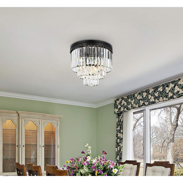 Image 3 Sydney 20" Wide Matte Black Crystal 9-Light Ceiling Light more views