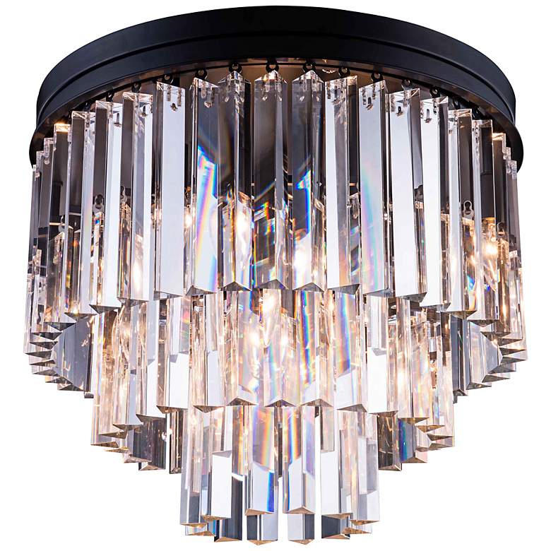 Image 1 Sydney 20 inch Wide Mocha 3-Tier Clear Crystal Ceiling Light