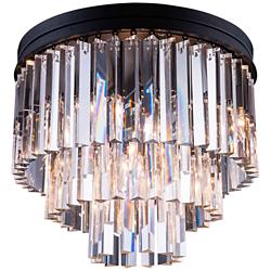 Sydney 20&quot; Wide Mocha 3-Tier Clear Crystal Ceiling Light