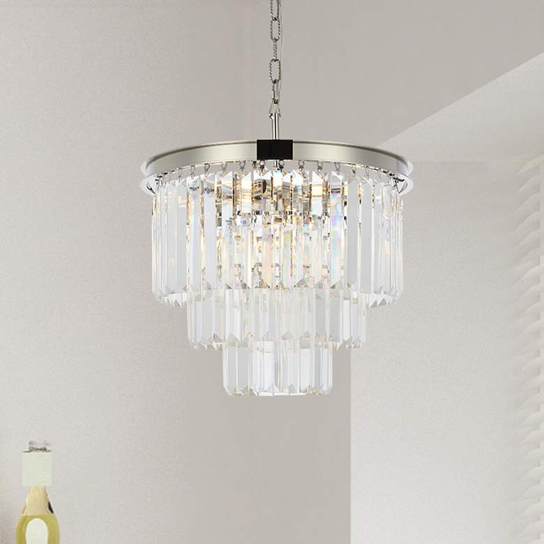 Image 2 Sydney 20"W Polished Nickel Clear Crystal 9-Light Chandelier