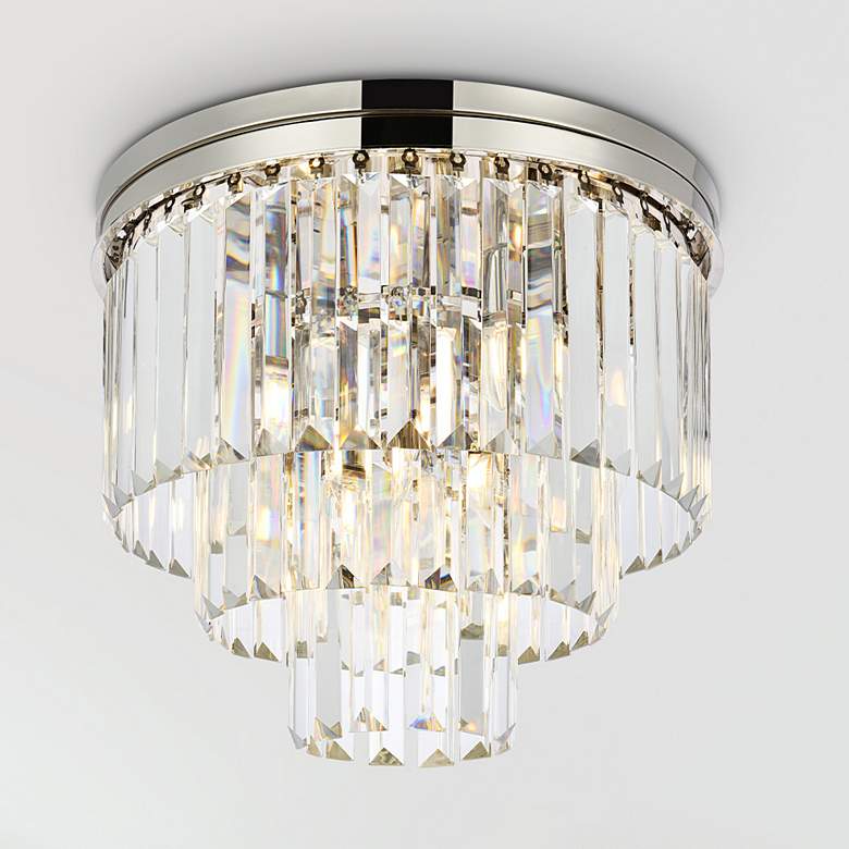 Image 1 Sydney 20"W Polished Nickel Crystal 9-Light Ceiling Light