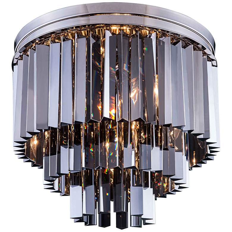 Image 1 Sydney 20 inchW Polished Nickel Silver Crystal Ceiling Light