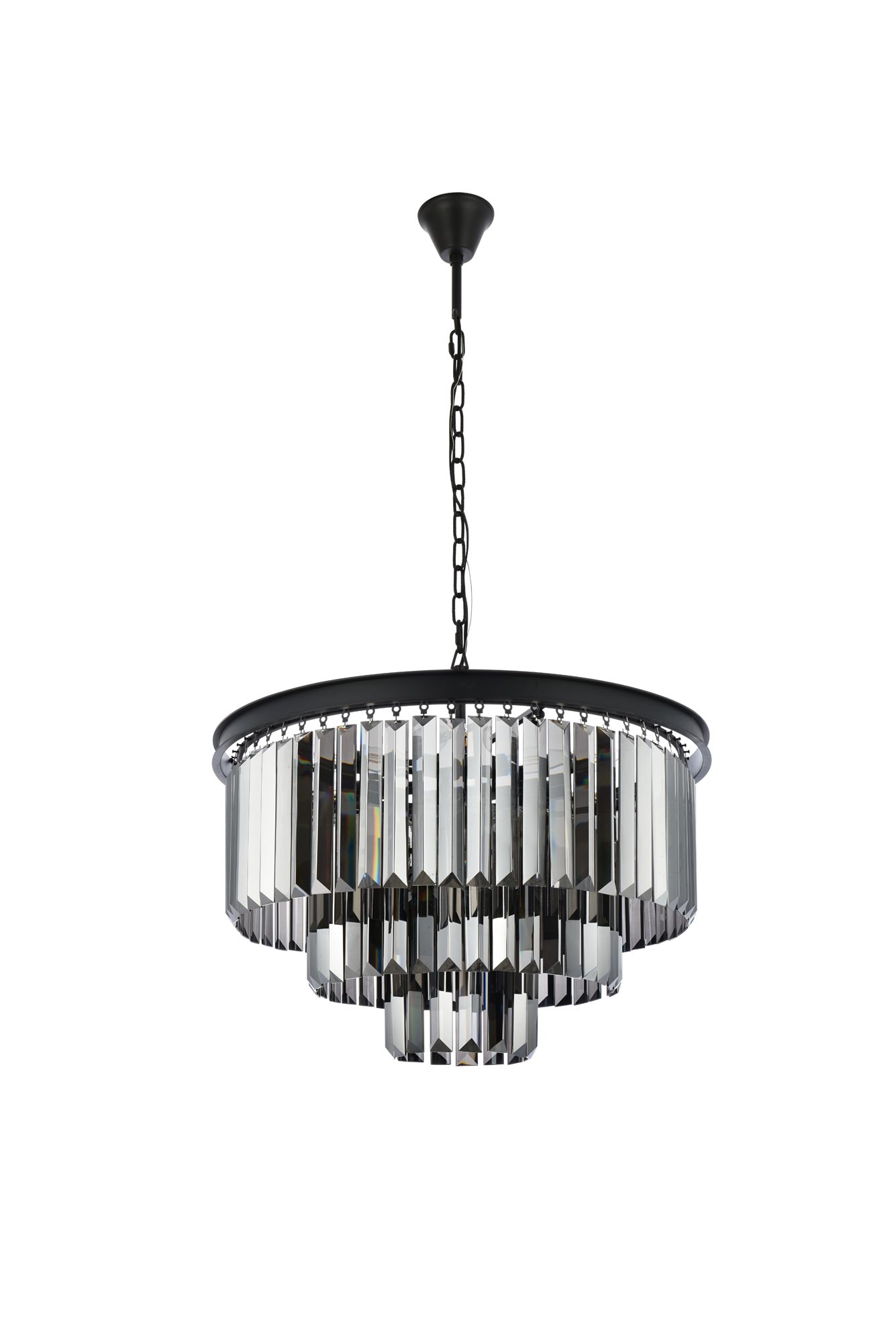 Sydney 26" Wide Matte Black 3-Tier Crystal Chandelier in scene