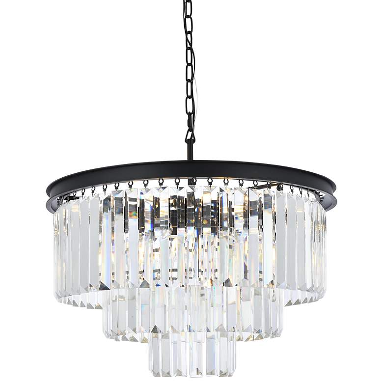Image 3 Sydney 26" Wide Matte Black Crystal Tiered 9-Light Pendant