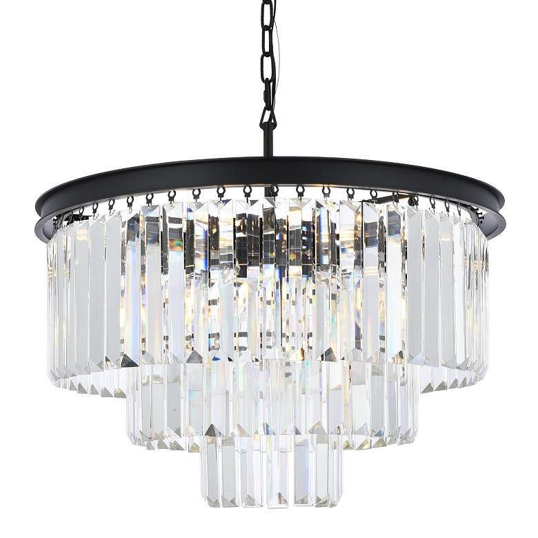 Image 5 Sydney 26" Wide Matte Black Crystal Tiered 9-Light Pendant more views