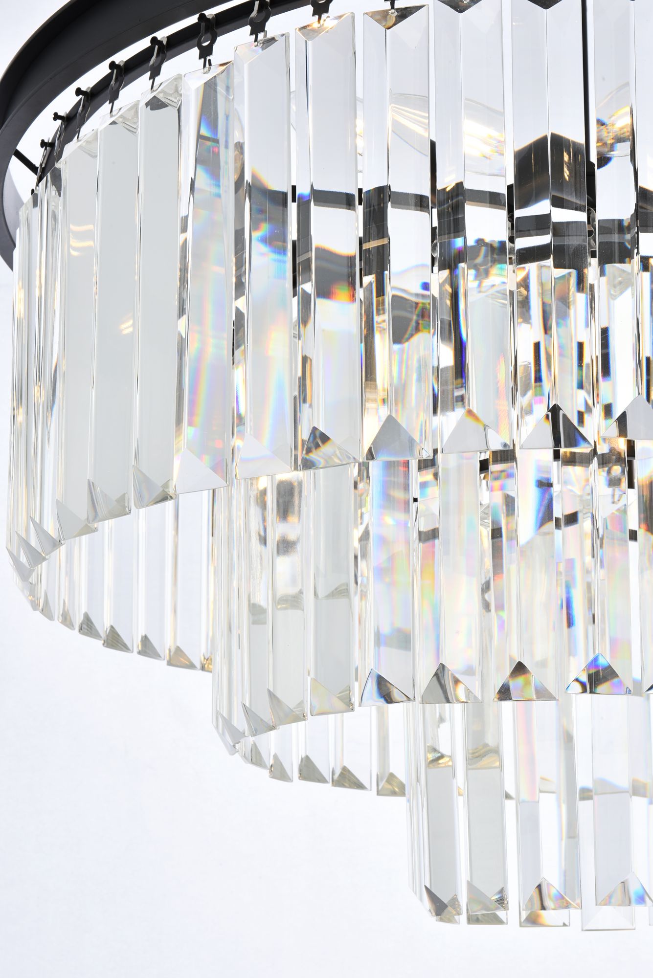 Sydney 26" Wide Matte Black Crystal Tiered 9-Light Pendant in scene