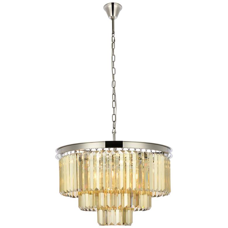 Image 1 Sydney 26"W Polished Nickel and Golden Crystal Chandelier