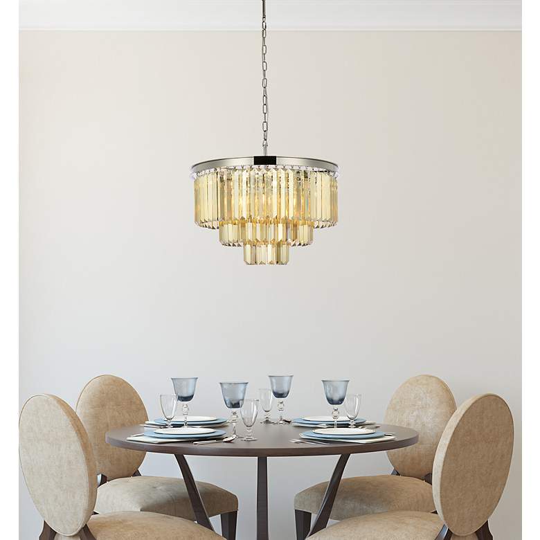 Image 3 Sydney 26"W Polished Nickel and Golden Crystal Chandelier more views