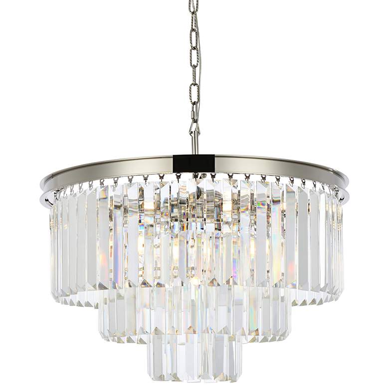 Image 3 Sydney 26"W Polished Nickel Crystal Tiered 9-Light Pendant