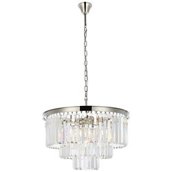 Sydney 26"W Polished Nickel Crystal Tiered 9-Light Pendant