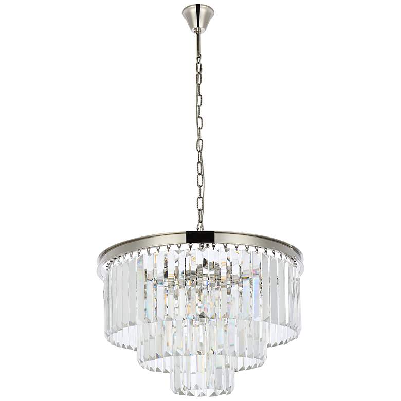 Image 6 Sydney 26"W Polished Nickel Crystal Tiered 9-Light Pendant more views