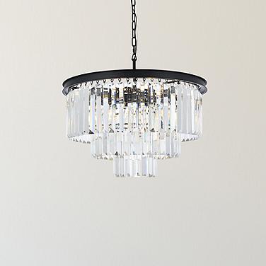 Sydney 26" Wide Matte Black Crystal Tiered 9-Light Pendant