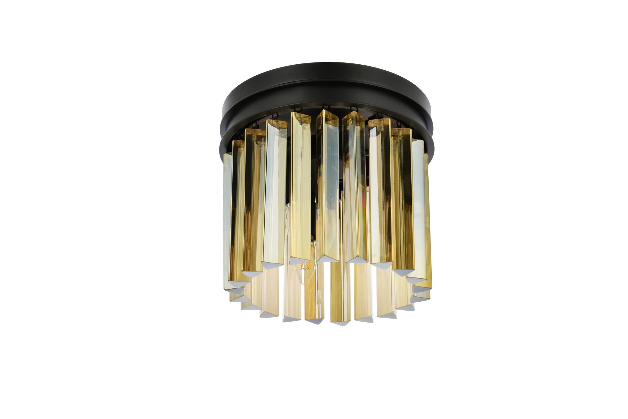 Sydney 3 Lt Matte Black Flush Mount Golden Teak