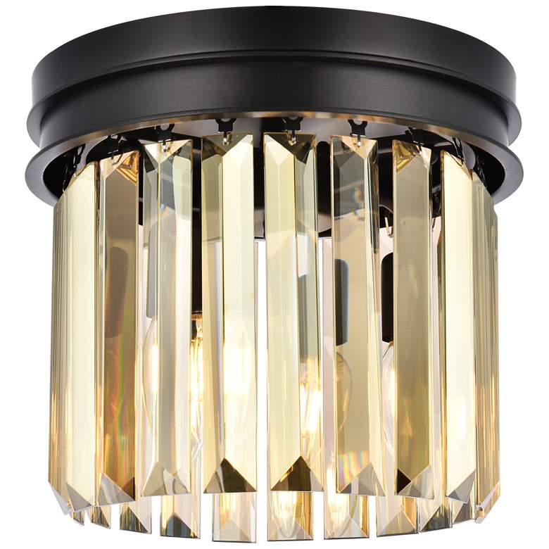 Image 1 Sydney 3 Lt Matte Black Flush Mount Golden Teak