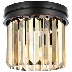Sydney 3 Lt Matte Black Flush Mount Golden Teak