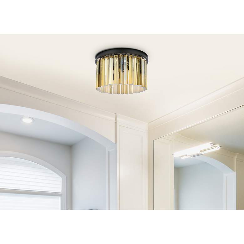 Image 3 Sydney 3 Lt Matte Black Flush Mount Golden Teak more views
