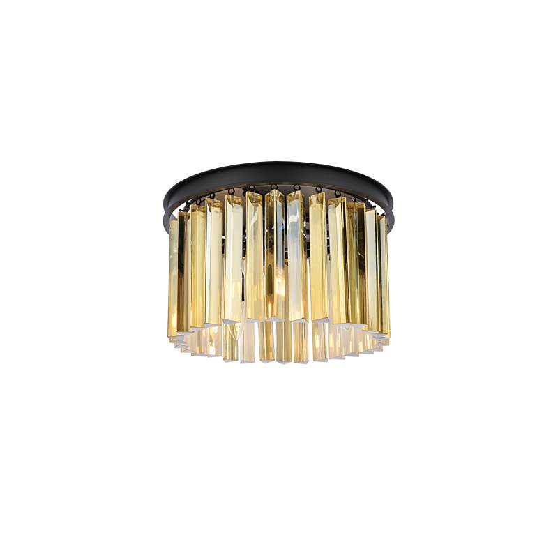 Image 4 Sydney 3 Lt Matte Black Flush Mount Golden Teak more views