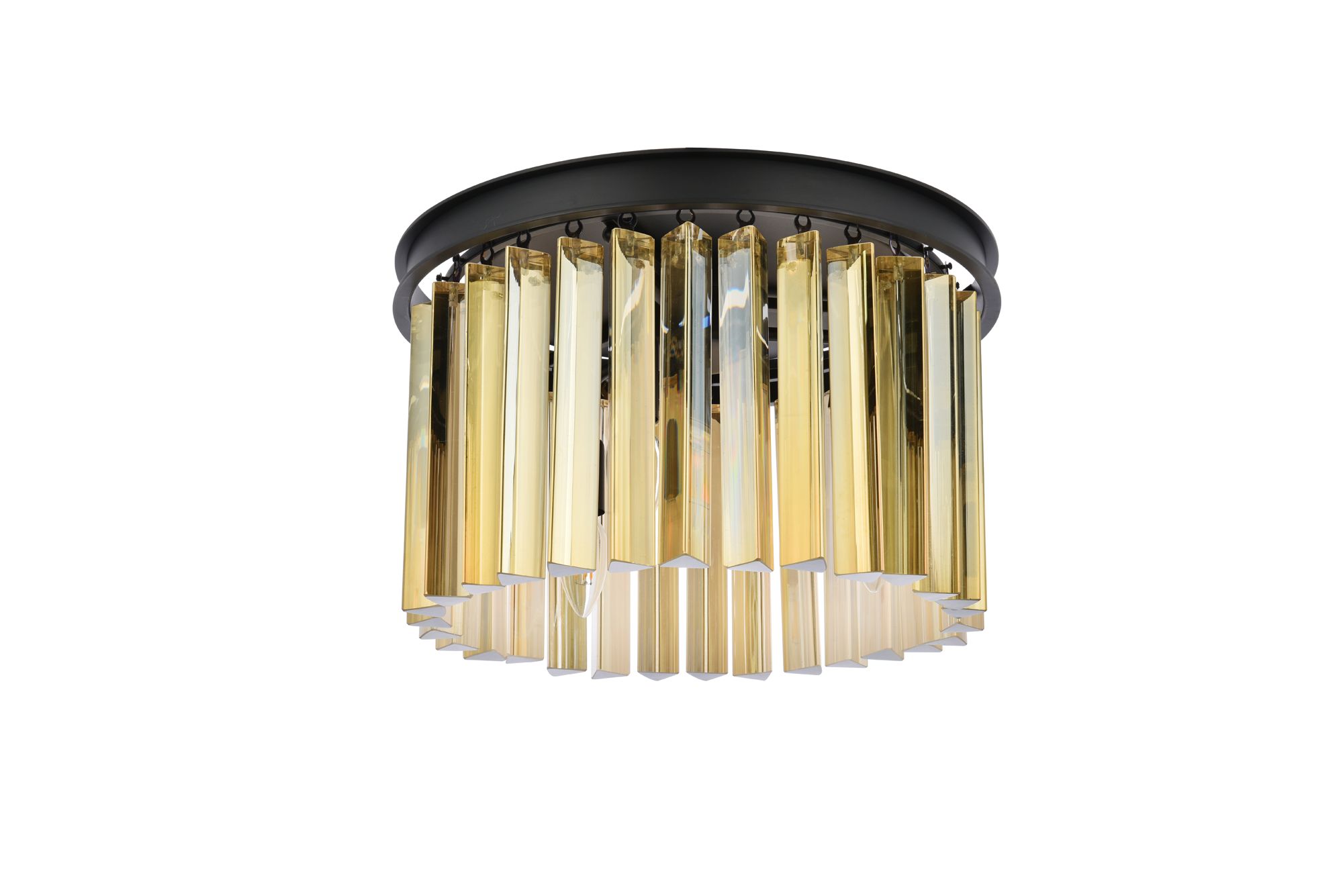 Sydney 3 Lt Matte Black Flush Mount Golden Teak