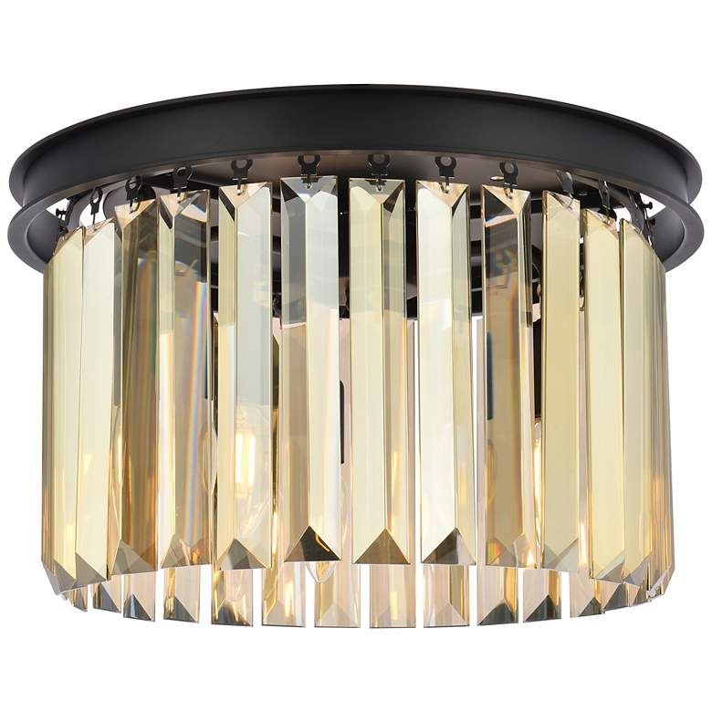 Image 2 Sydney 3 Lt Matte Black Flush Mount Golden Teak