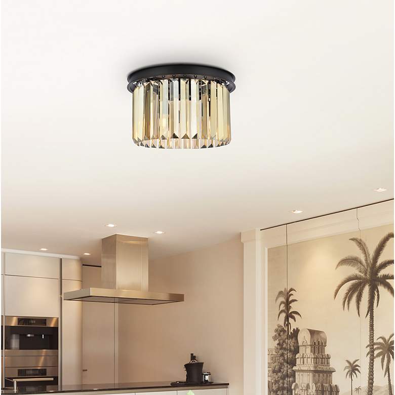 Image 3 Sydney 3 Lt Matte Black Flush Mount Golden Teak more views