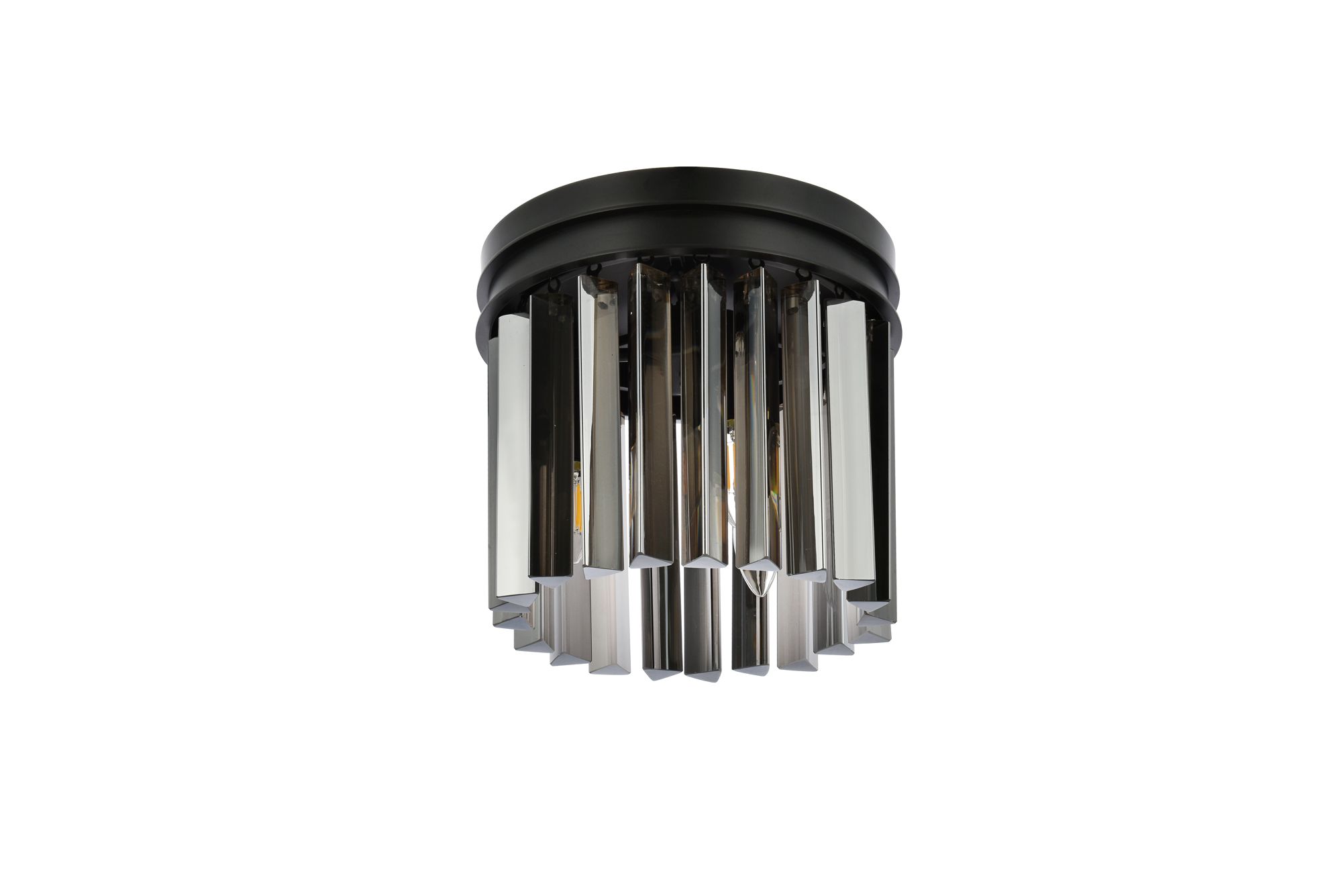 Sydney 3 Lt Matte Black Flush Mount Silver Shade (Grey)