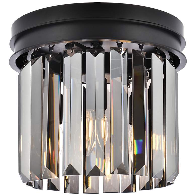 Image 2 Sydney 3 Lt Matte Black Flush Mount Silver Shade (Grey)