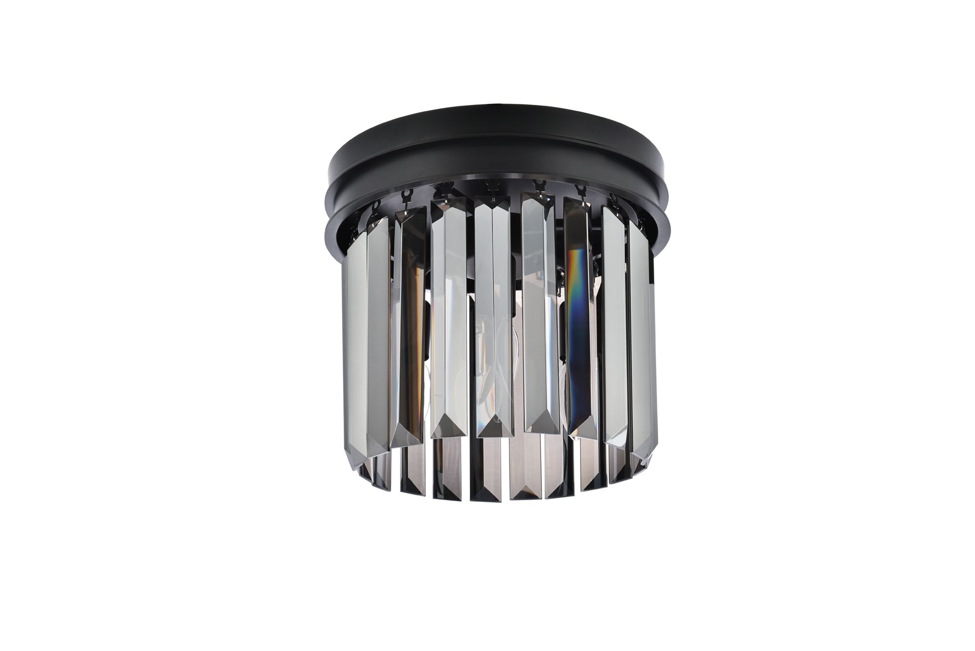 Sydney 3 Lt Matte Black Flush Mount Silver Shade (Grey)