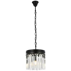 Sydney 3 Lt Matte Black Pendant Clear