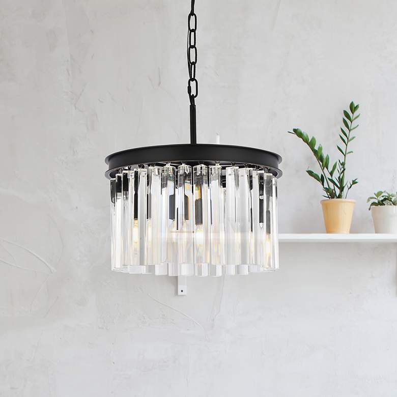 Image 1 Sydney 3 Lt Matte Black Pendant Clear