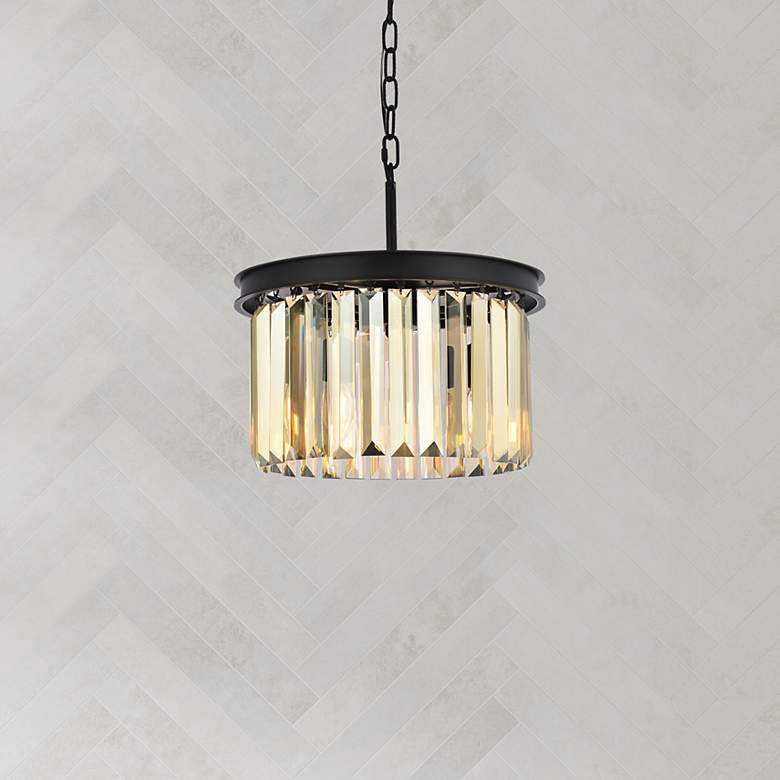 Image 1 Sydney 3 Lt Matte Black Pendant Golden Teak