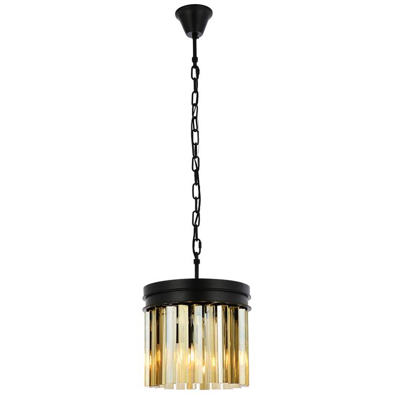 Image 1 Sydney 3 Lt Matte Black Pendant Golden Teak
