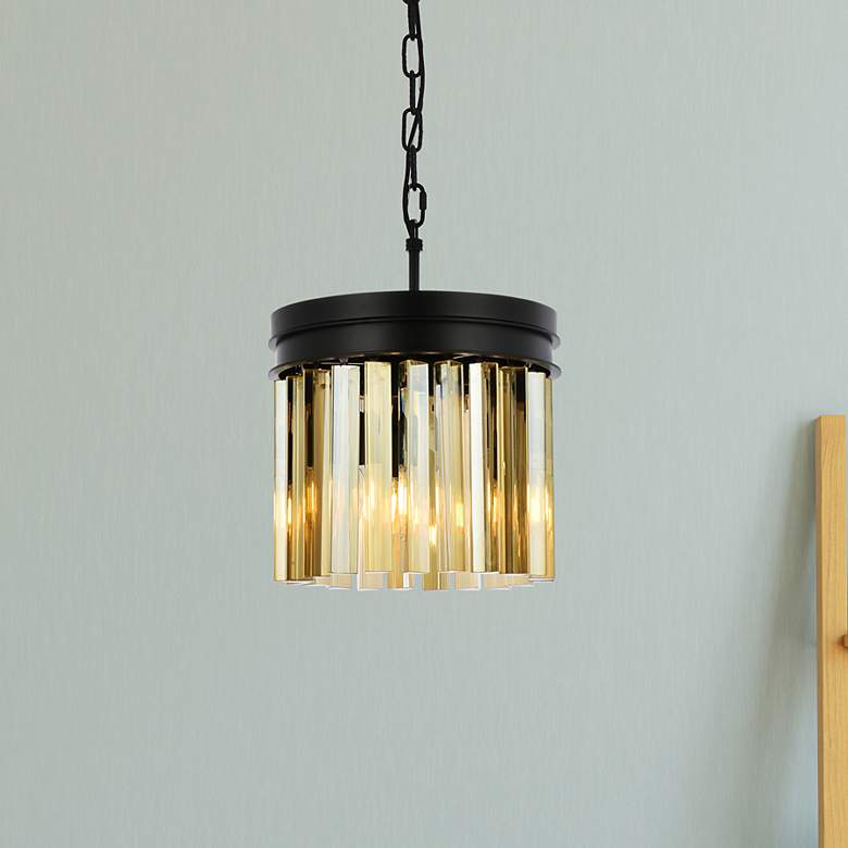 Image 1 Sydney 3 Lt Matte Black Pendant Golden Teak