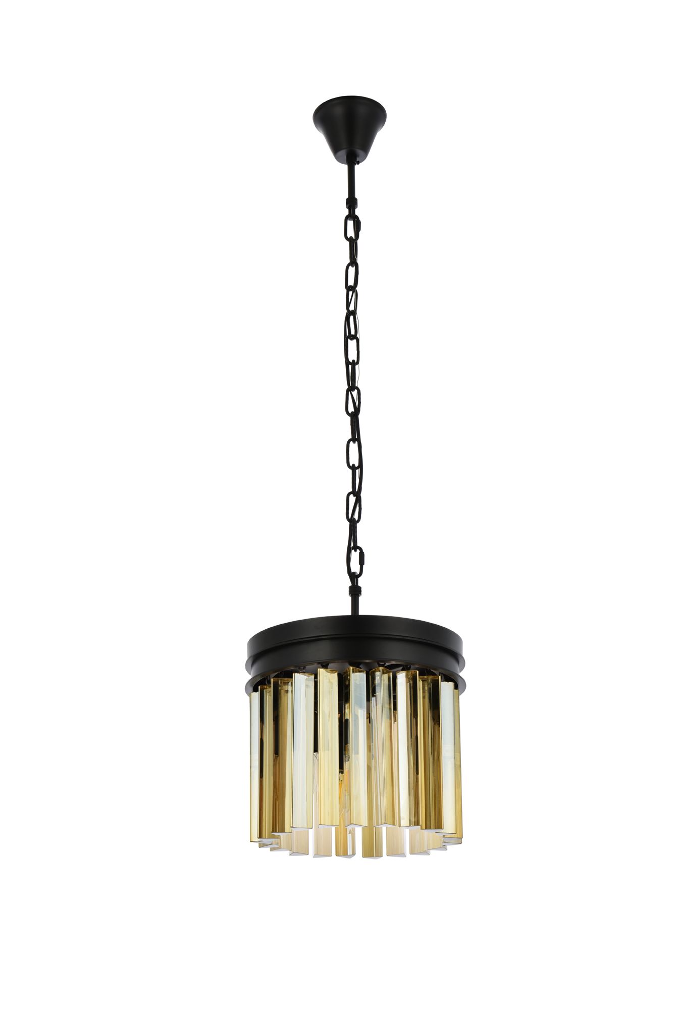 Sydney 3 Lt Matte Black Pendant Golden Teak