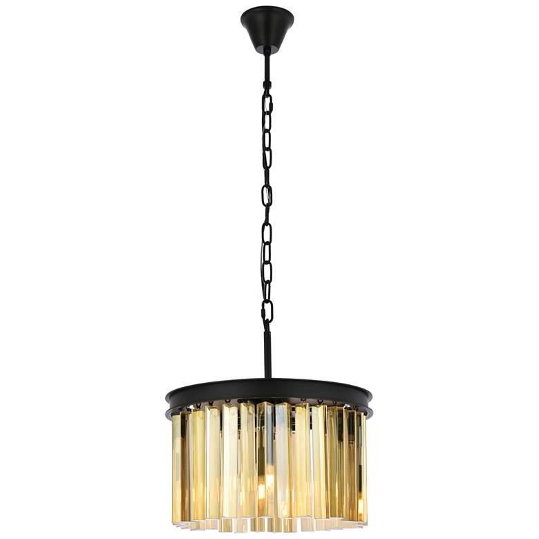 Image 1 Sydney 3 Lt Matte Black Pendant Golden Teak