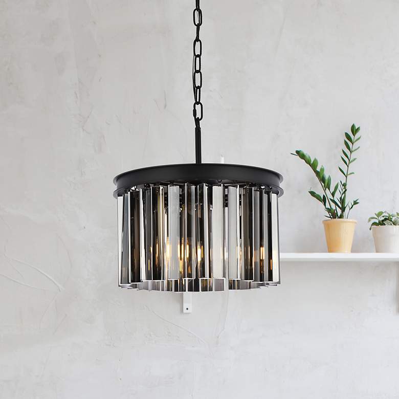 Image 1 Sydney 3 Lt Matte Black Pendant Silver Shade (Grey)